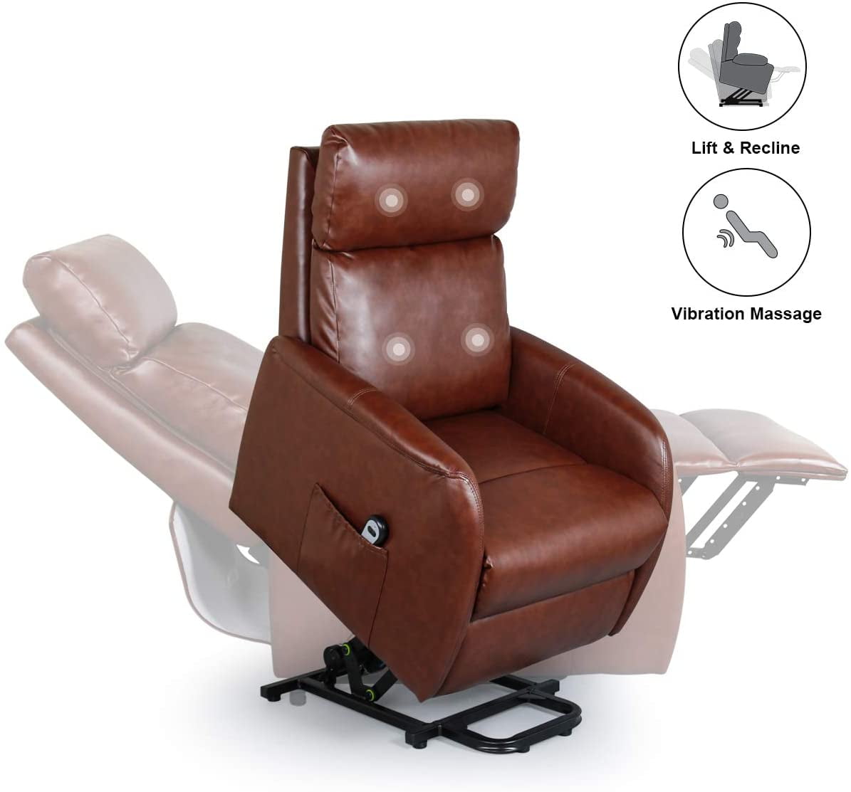 home power modern electric lift chair for elderly faux leather massage  recliner with remote leisure lounge wside pocket living room office  chairs