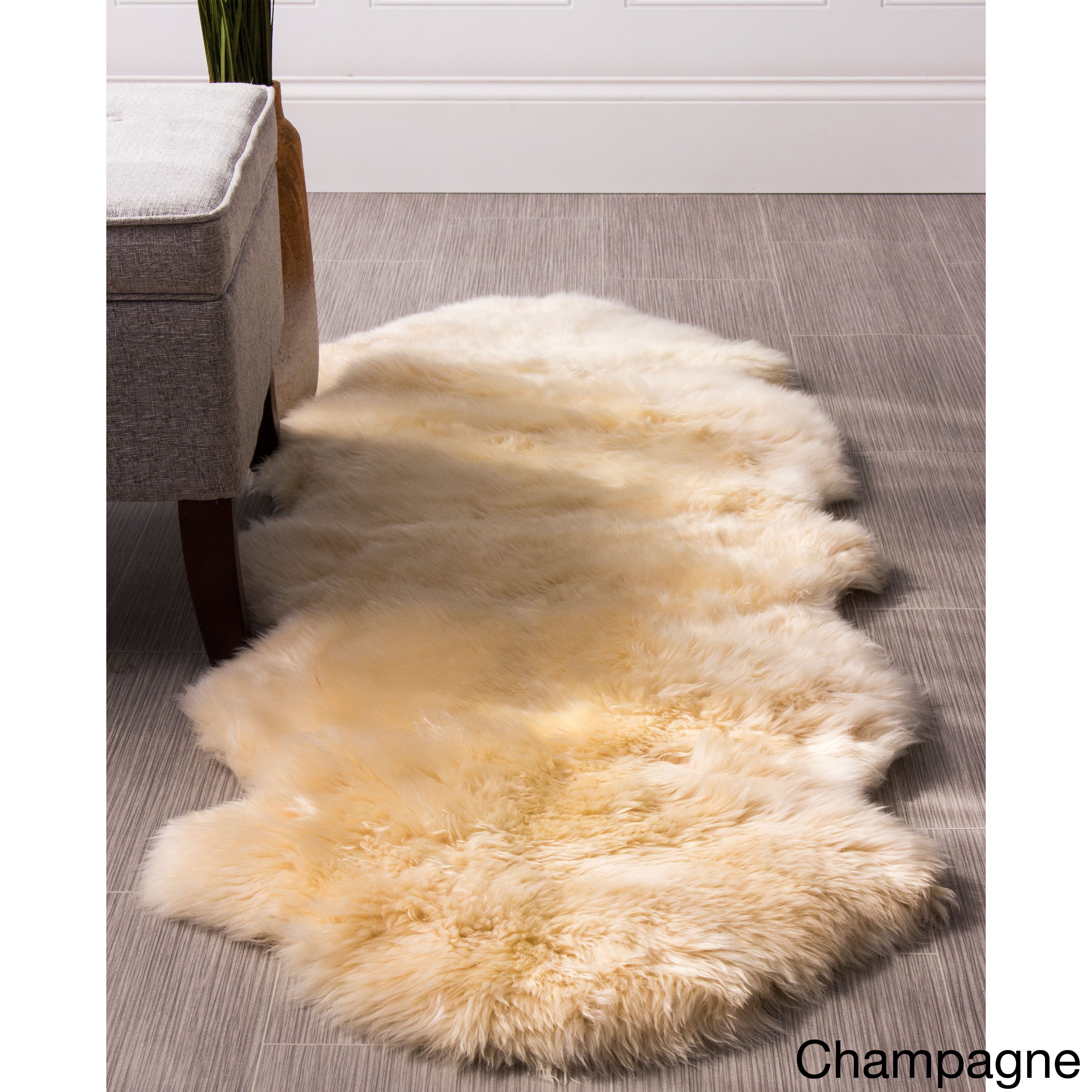 Genuine Sheepskin Rug Double Pelt Ivory White Fur Sheep Skin Throw Rug 2 x 6 rug 