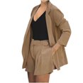 thumbnail image 5 of 2 Piece Outfits for Women Long Sleeve Solid Open Front Blazer Shorts with Belt Casual Comfy Elegant Business Suit Sets, 5 of 7