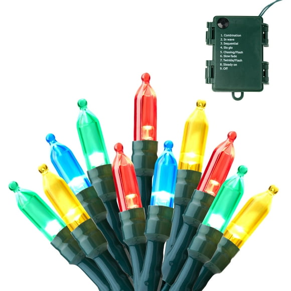 Cadena de luces Joiedomi 50 LED, 5 m, batería multicolor, 8 modos