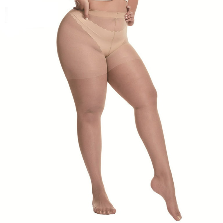 Women Plus Size Transparent Pantyhose 20d Ultra-thin High Waist Control Top Sheer  Tights Stockings Summer Super Elastic Seamless Leggings Hosiery