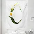 thumbnail image 1 of Letter C Tapestry, White Lily Flower Nature Inspirations Art Alphabet Letter C ABC Print, Fabric Wall Hanging Decor for Bedroom Living Room Dorm, 5 Sizes, Green Pale Orange Black, by Ambesonne, 1 of 1