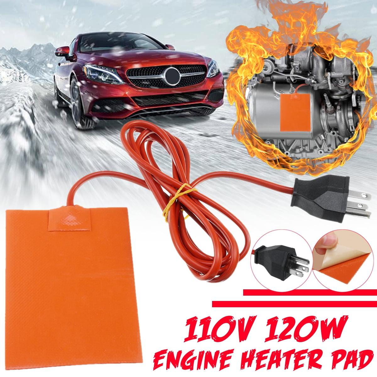 US/EU Plug Silicone Rubber Car Truck Engine Heater Pad Oil Pan Tank