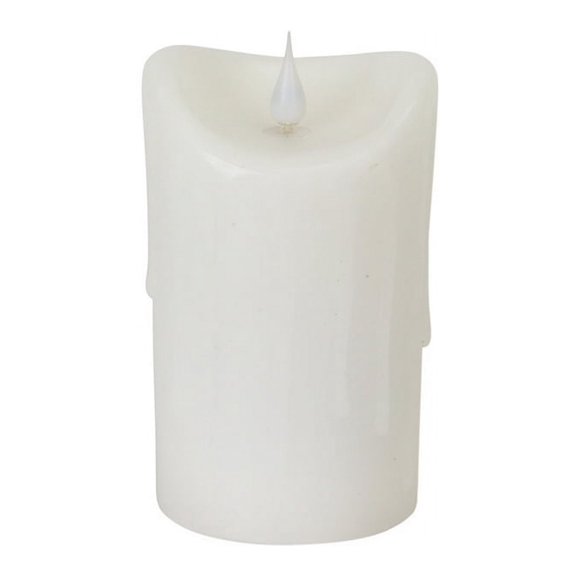 Melrose 5.25" LED Simplux Dripping Wax Flameless Pillar Candle with Moving Flame - White