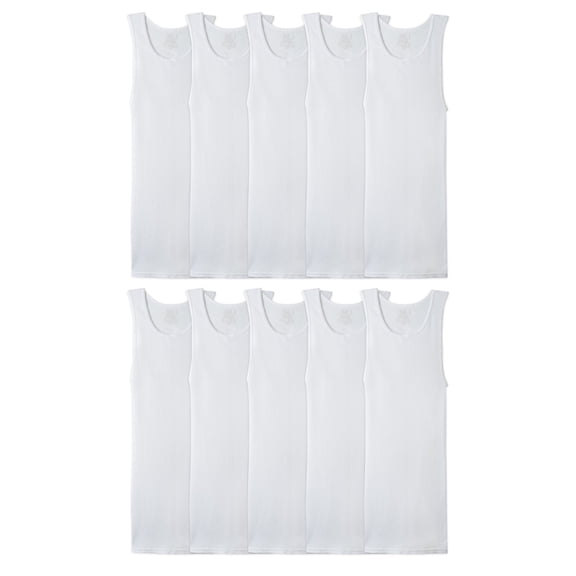 Fruit of the Loom Men's Eversoft A-Shirt Tank Top Undershirts, Super Value 10-Pack
