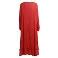 thumbnail image 3 of Robe Décontractée Ample pour Femme, Unie, à Manches Longues, Boho, Longue, Maxi, 3 of 7