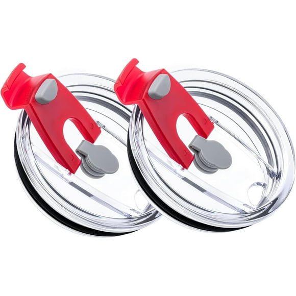 shiyou-20 oz Tumbler Lids, 2 Pack Spillproof Splash Resistant Lid for Yeti,Beast,Juro,Ozark Trail,Atlin,Coffee Mug and More Cooler Cup,Covers for 20 Ounce Tumbler (Red, 20 OZ)