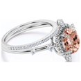 thumbnail image 2 of Dazzling Art nouvea 2.00 Carat Oval Cut Morganite And Diamond Moissanite Engagement Ring, Wedding Ring in 925 Sterling Silver With 18k White Gold Plating, Compass Ring, Bridal Set, Matching Band, 2 of 3
