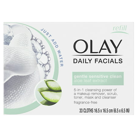 Olay Daily Facial Sensitive Cleansing Cloths w/ Aloe Extract, Makeup Remover 33