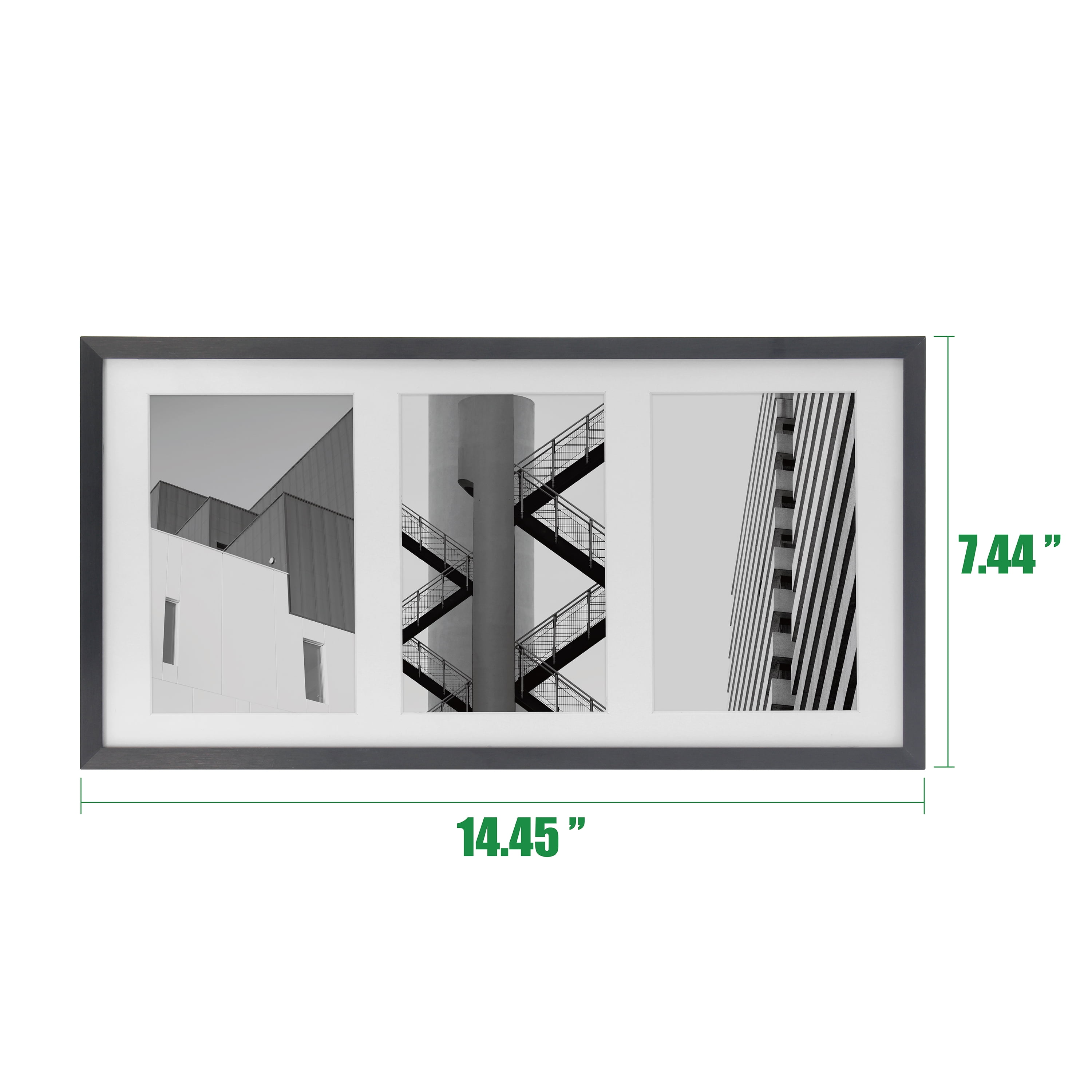 Better Homes & Gardens 7x14 Matted to 4x6 3-Openings Metal Gallery Wall Picture Frame, Black