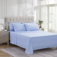thumbnail image 3 of Sweet Home Collection 6 Piece Embossed Dobby Hotel Stripe Sheet Set, California King - Light Blue, 3 of 5