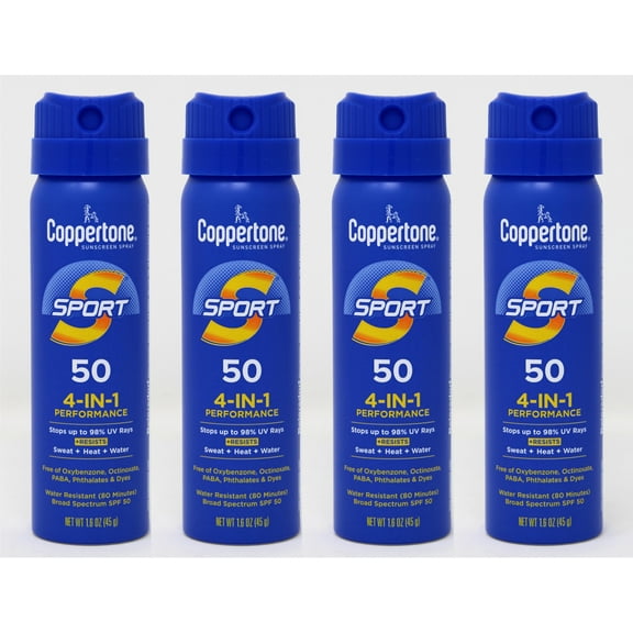 Coppertone Sport SPF 50 CS Travel Spray, 1.6 Ounce (Pack of 4)