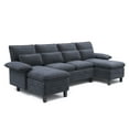 thumbnail image 3 of Gelloan 104.72" U Shaped Couch, 4 Seat Sectional with 4 Throw Pillows, High Dense Memory Foam with Double Chaise Lounge &Living Room Couch,Blue Grey, 3 of 7