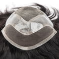 thumbnail image 3 of Toupee for Men Fine French Lace with PU Around Mens Breathable Male Hair Prosthesis 120% Density Real Human Hair Replacement System( #1B), 3 of 6