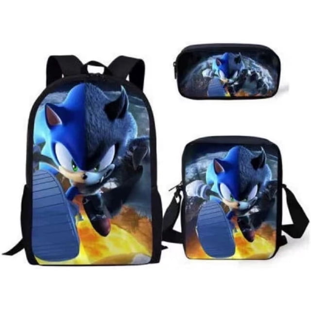 Sonic Schoolbag Three-piece Set For Primary School Students, Cartoon Backpack For Teenagers-week