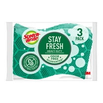 Scotch-Brite Stay Fresh Sponges, Heavy Duty, Odor Free Guarantee, Antibacterial, 3 Scrubbers