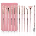 thumbnail image 1 of Z'OREYA Juego de brochas de maquillaje para ojos, 12 piezas, juego profesional de brochas para ojos, sombra de ojos, mezcla de cejas, juego de brochas para pestañas con bolsa de transporte (rosa), 1 of 5