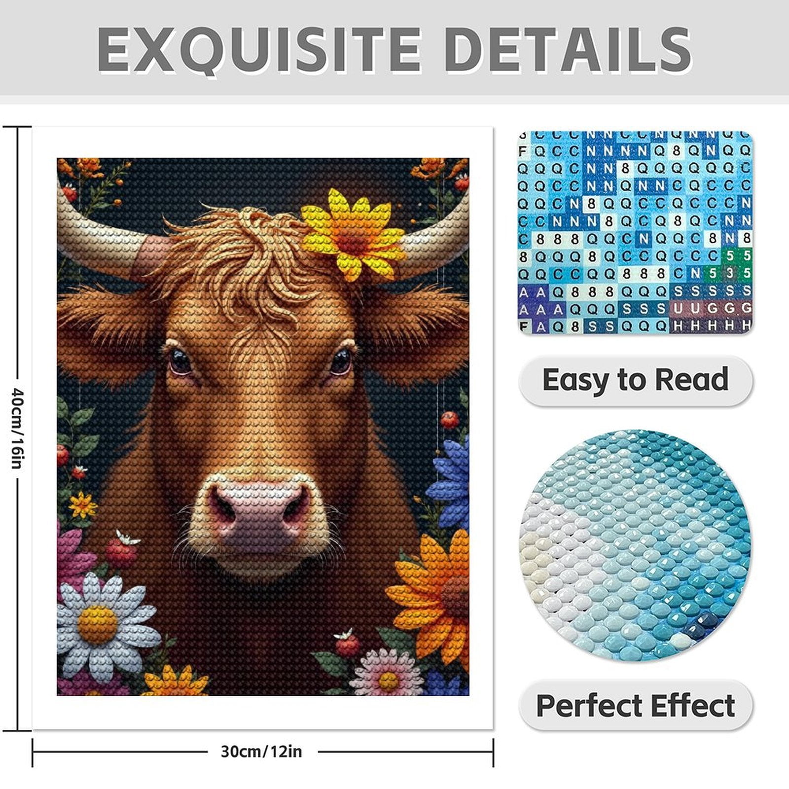 Diamond Art Kits for Adults - Modern Bull Bronze Print No.68 5D Frameless Dimond Painting Kit for Adults Beginner, Round Diamond Kits for Home Wall Decor, Gift for Women