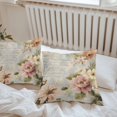 thumbnail image 6 of Farmhouse Pink Floral Throw Pillow Covers 18x18 Inch Set of 2, Spring Vintage Botanical Flowers Waterproof Outdoor Pillow Covers, Decorative Cushion Pillowcases for Couch, Sofa, Bed, Garden, Patio, 6 of 9