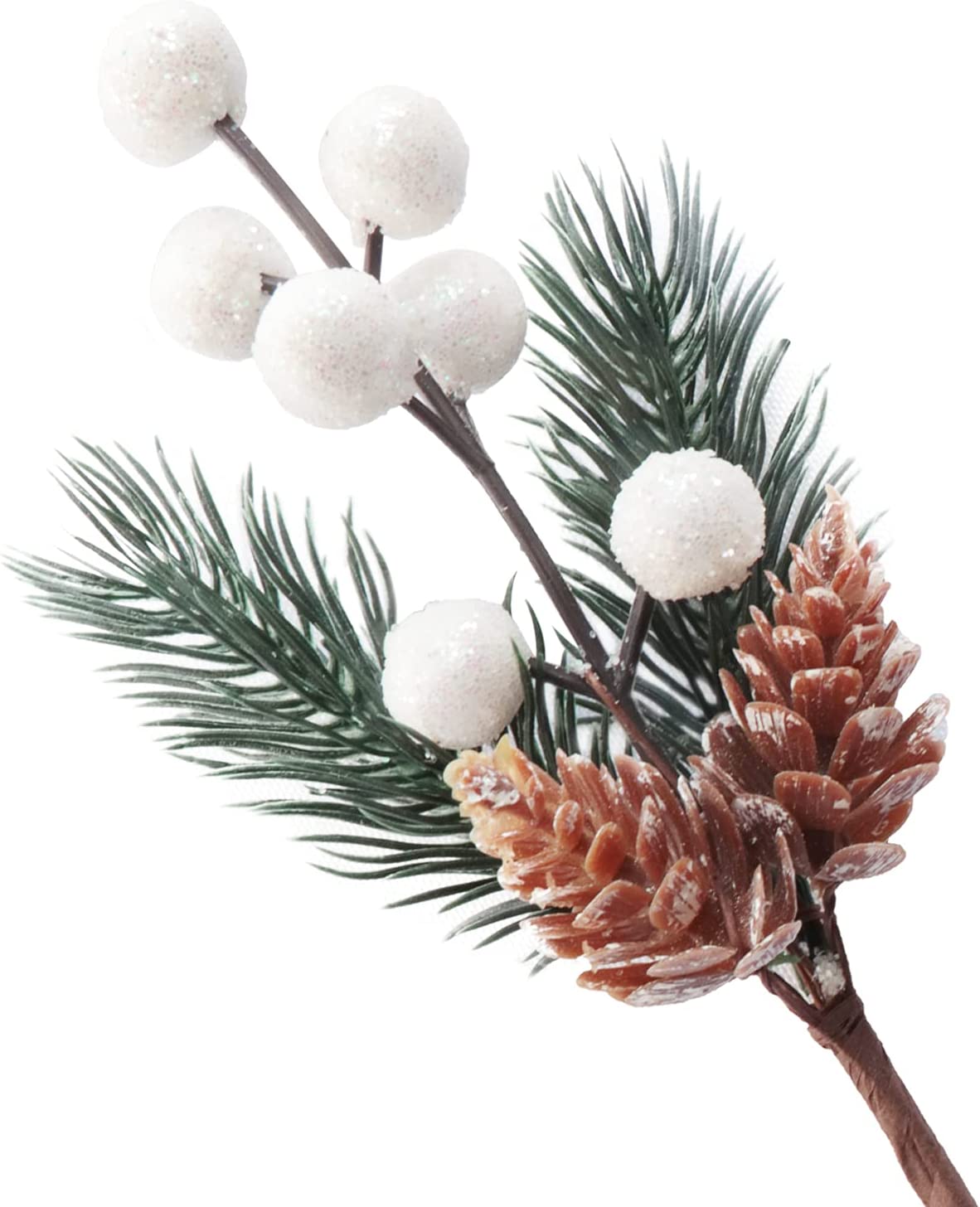 Artificial Christmas Floral Picks, 10 PCS Snowy White Berries Picks
