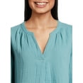 thumbnail image 4 of Time and Tru Women’s Double Cloth Peasant Top with Long Sleeves, Sizes XS-XXXL, 4 of 5