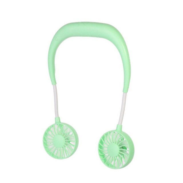 Lazy Fan USB Rechargeable Wearable Portable Hand Free Neckband Fan Personal Mini Neck Double Fans 3 Speed Adjustable For Home Office Traveling Pink