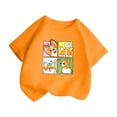 thumbnail image 3 of Chemises pour Fillettes Mode Personnalité Imprimée Col Rond Manches Courtes Tee Été Décontracté Ample Hauts Filles Orange 4 Ans-6 Ans, 3 of 5