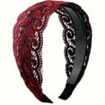thumbnail image 3 of HuangHuanChen Wide Headband Anti With Teeth Elegant High Toughness Lace Embroidery Hairband For Women Accessories Wine, 3 of 3