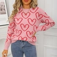 thumbnail image 7 of Women Cute Heart Sweaters Crew Neck Valentines Day Sweater Long Sleeve Casual Ribbed Knit Pullover Top Pink, S, 7 of 7