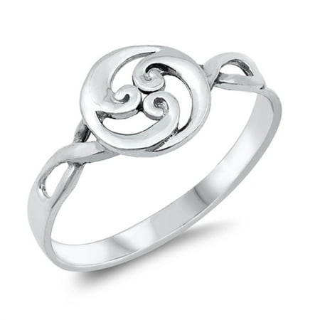 Oxidized Wave Design Ring - Oxidized Sterling Silver Waves Circle With Twisted Sides Ring Size 10