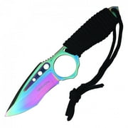 Wartech 9" Fixed Blade Full Tang Hunting Knife Rainbow Color with Sheath