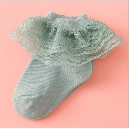 

Kid Baby Girls Lace Socks Soft Anklet with Pleated Ruffles 1-12 Years