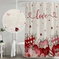 thumbnail image 4 of Pink Valentines Day Shower Curtain Set - 48" x 72" Washable Bathtub Curtain with 12 Hooks, Love Heart Eucalyptus Botanical Rustic Waterproof Fabric Stall Shower Curtains for Bathroom/Bathtub Décor, 4 of 6