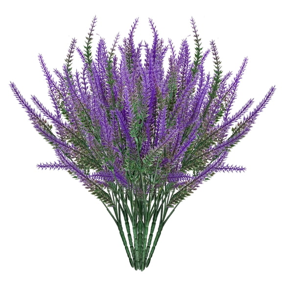 Spencer 8 Bundles Artificial Flowers Purple Flowers Lavender Bunch Plastic Faux Plants for Home Table Indoor Outdoor Decor