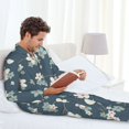 thumbnail image 6 of Balery Blue Flower Pattern Pajama Sets for Men Long Sleeve 2 Piece Sleepwear Loungewear Sets Soft PJ's with Pockets Long Sleeve Comfy Pj Sets-XX-Large, 6 of 7