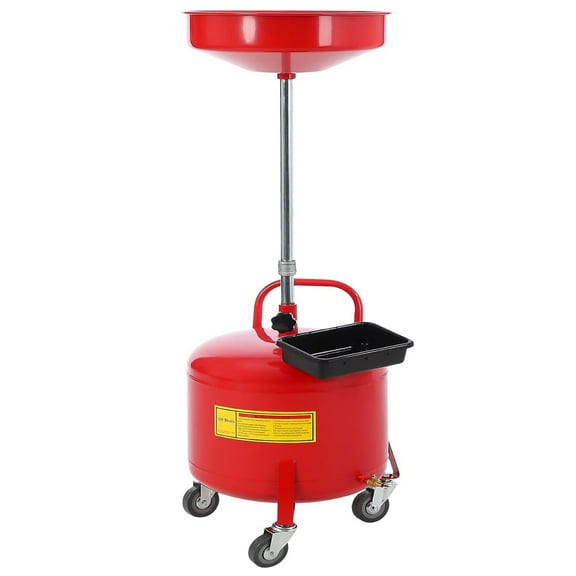 M optimized 8 Gallon Portable Waste Oil Drain, Industrial Fluid Drain Tank with Wheels and Adjustable Funnel Height, Red