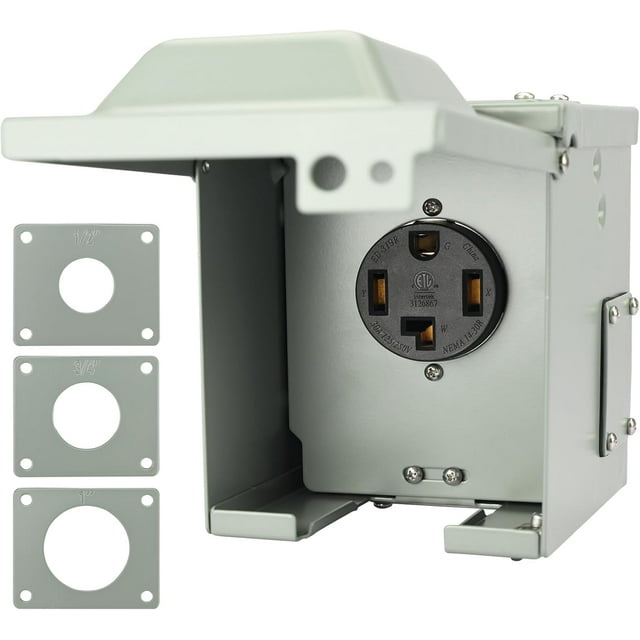 Boîte de Prise de Courant 30Amp, Prise 125/250Volt NEMA 14-30R Étanche pour l'Extérieur, Panneau Électrique Homologué ETL pour Véhicules Électriques, VR, Séchoirs Électriques