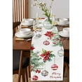 thumbnail image 4 of Christmas Balls Burlap-Cotton Table Runner 90 Inches Long,Red Green Xmas Botanical Poinsettia Farmhouse Table Runners,Outdoor Dining Tablecloths Decor for Baby Shower Party Wedding 13x90, 4 of 9