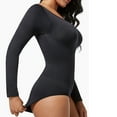 thumbnail image 6 of ITSAME Womens Shapewear Bodysuit, Buckle Adjustable Long Sleeve Scoop Neck Ultra Firm Romper Black 3XL, 6 of 6