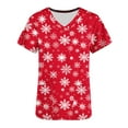 thumbnail image 5 of Holiday Gifts! Titcea Christmas Scrub Tops Women Cute Xmas Printed Short Sleeved V Neck Scrub Tops with Pockets Lightweight Stretchy Working Uniform, 5 of 5