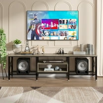 VECELO TV Stand for TV up to 75 Inch, Entertainment Center TV Console with Storage Shelves for Living Room, Gray
