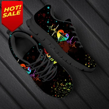 

New Cartoon Nurse Shoes For Women Medical Heart Beat Brand Design Breathable Sneakers Flats Shoes Zapatos Mujer