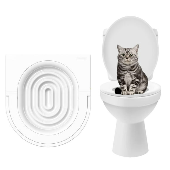 Readaeer Kit d'Entraînement au Siège de Toilette pour Chat, Kit d'Entraînement Professionnel pour Apprendre à Utiliser la Toilette pour Chat, Entraîneur de Toilette Universel Réutilisable, Bac à Litière pour Chat