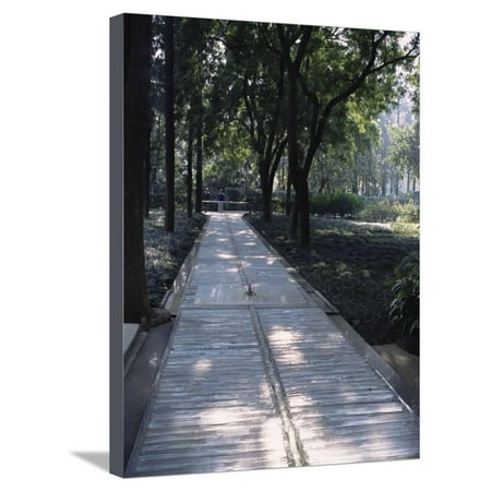 Crystal Glass Walkway Marking Spot of Indira Gandhi's Assassination, Akbar Road, India Stretched Canvas Print Wall Art By John Henry Claude Wilson