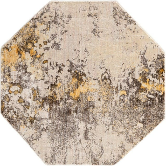 Unique Loom Helios Over-Dyed Area Rug 5' x 5' Octagon Beige/Brown