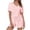 Pink, variant on gbyLJF Womens Two Piece Sets Summer Solid Color Casual Sets Sweatsuit V Neck Short Sleeve Tops Shorts with Double Pockets Set