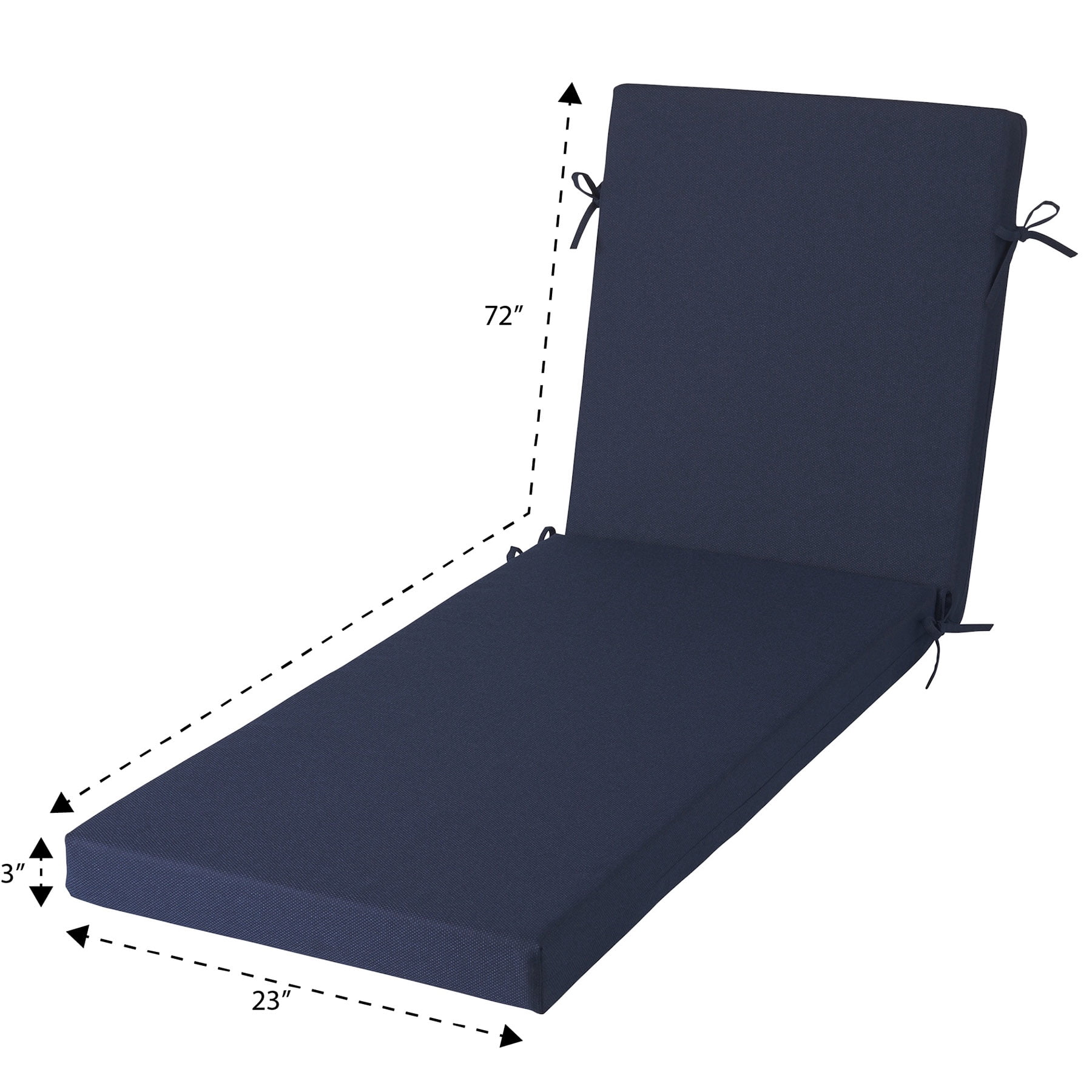 Better Homes & Gardens 72" x 23" Outdoor Chaise Lounge Cushion, 1-Piece, Navy