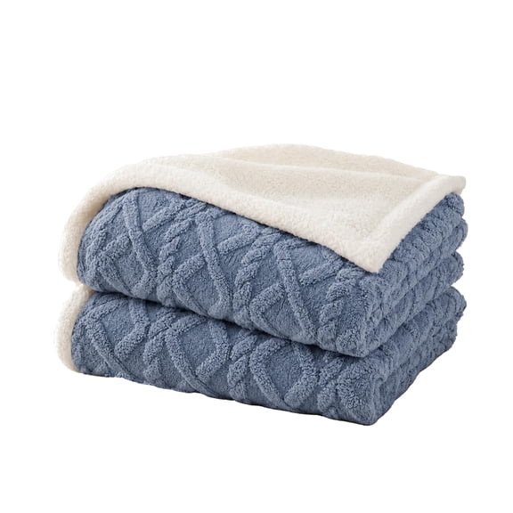 Reversible Soft Sherpa Fleece Blanket for Bed