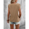 thumbnail image 5 of Women Petal Sleeve Top Casual V Neck Plain Color Dressy Loose Fit Summer Basic Tee Top Khaki M, 5 of 7