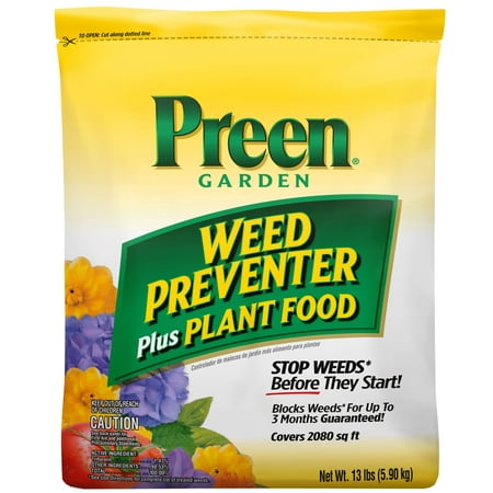 Preen Garden Weed Preventer Plus Plant Food, 13 lb bag covers 2,080 sq